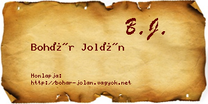Bohár Jolán névjegykártya